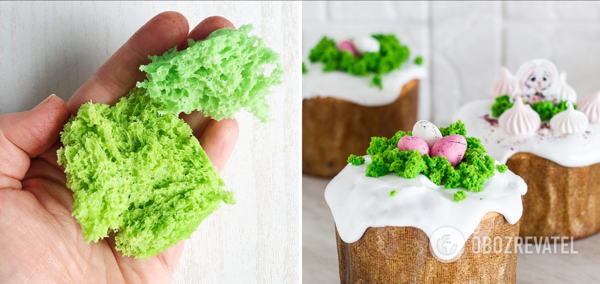 How to make green moss for a cake