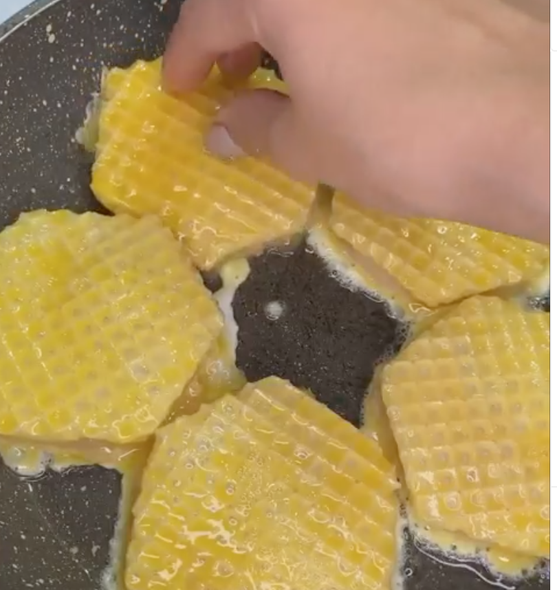 Fried cutlets in waffles