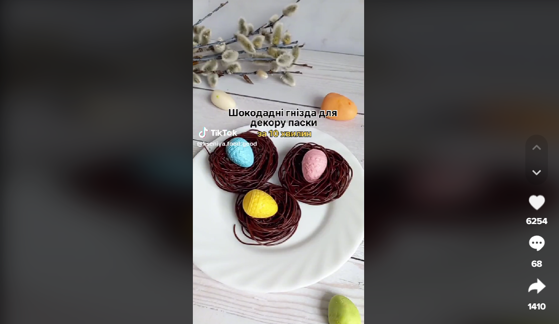 Recipe for chocolate ''Nests'' for Easter without baking