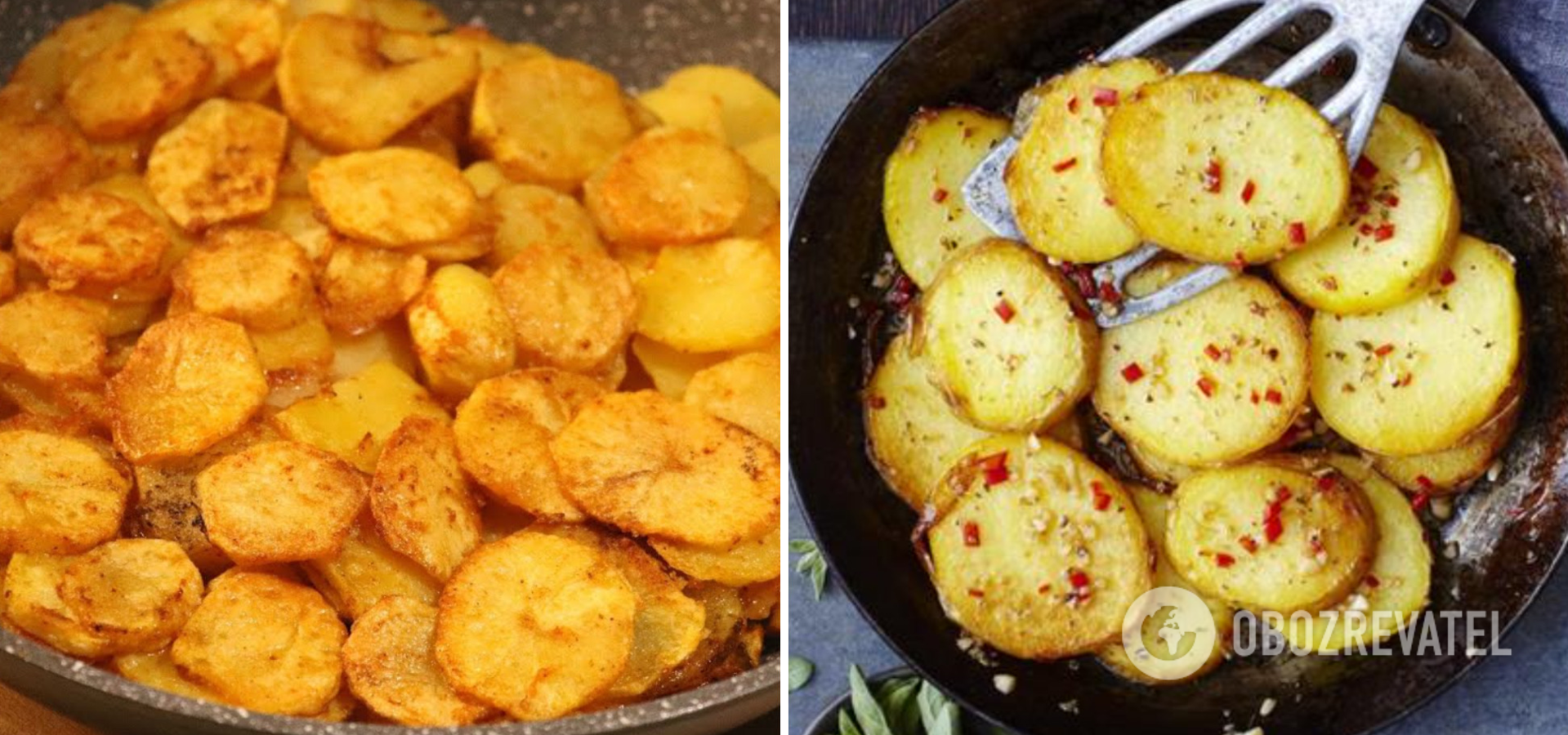 Crispy fried potatoes in circles