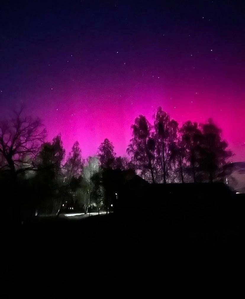 The Northern lights in the sky over Brovary.