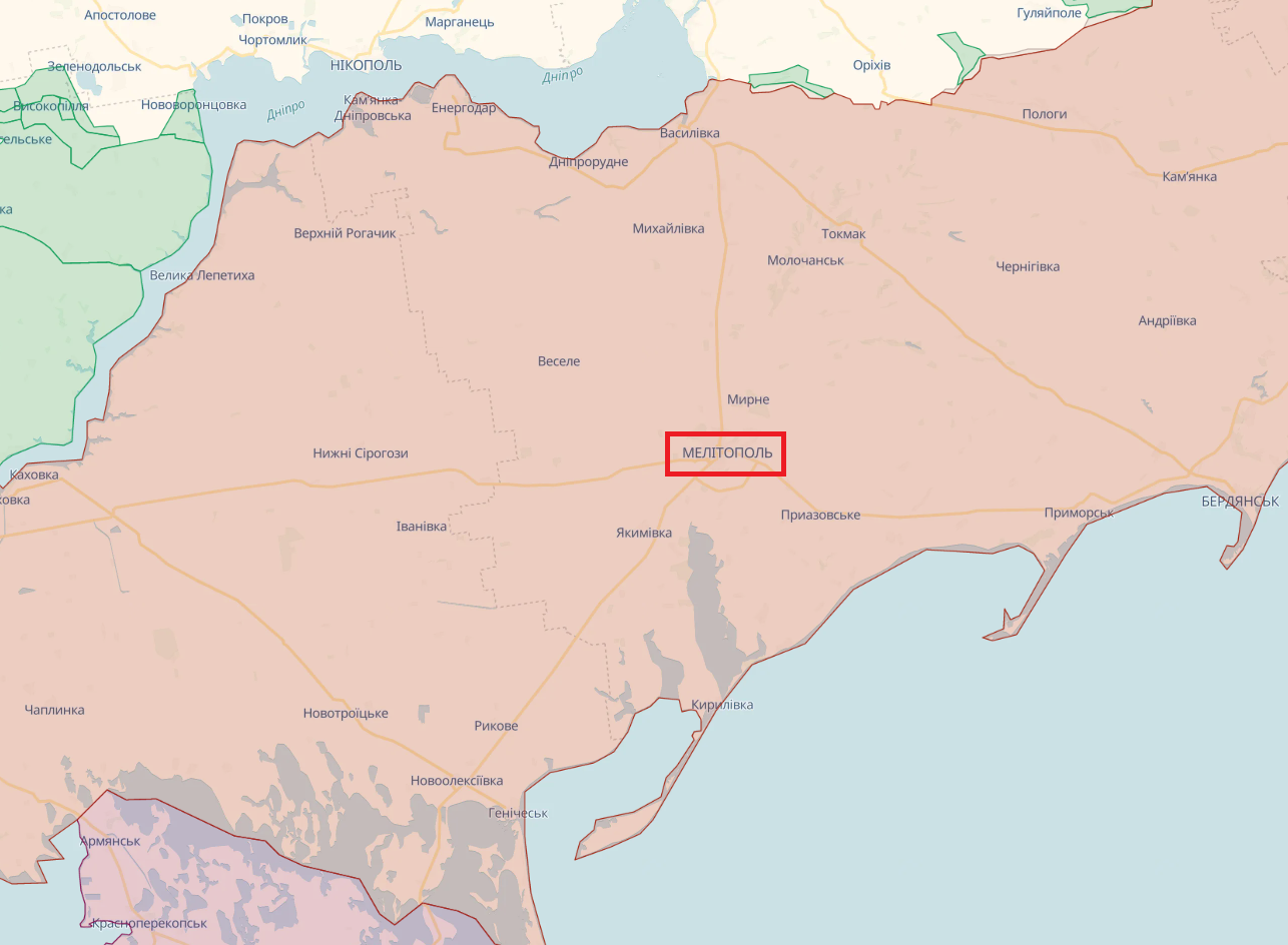 Occupied Melitopol on the map