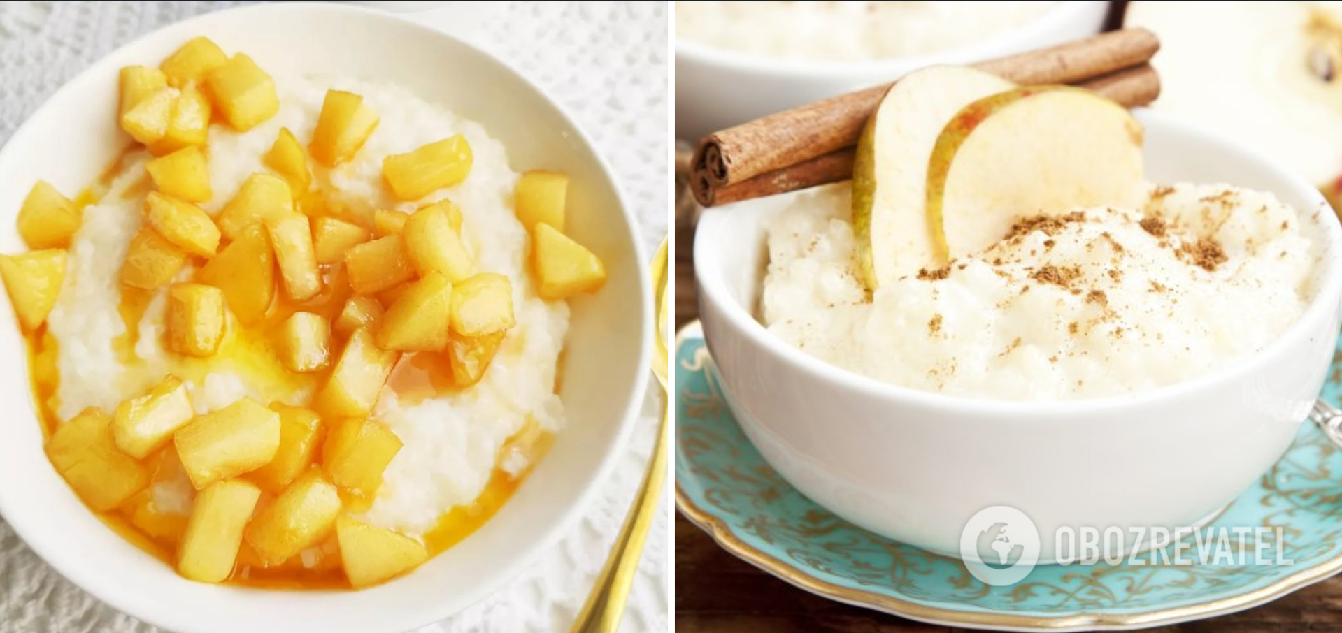 Rice porridge with apple and cinnamon