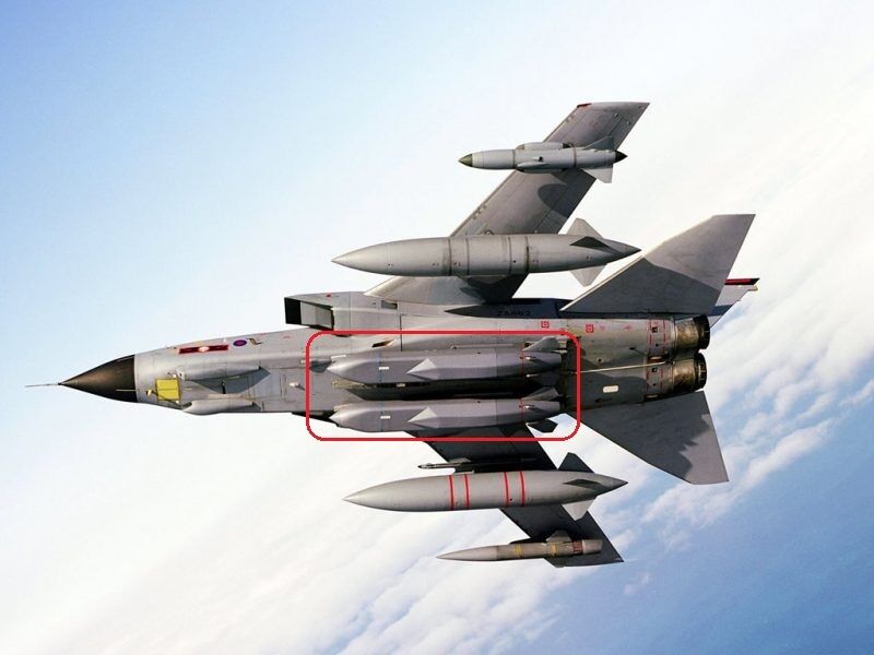 Storm Shadow cruise missiles on the Panavia Tornado's external sling.