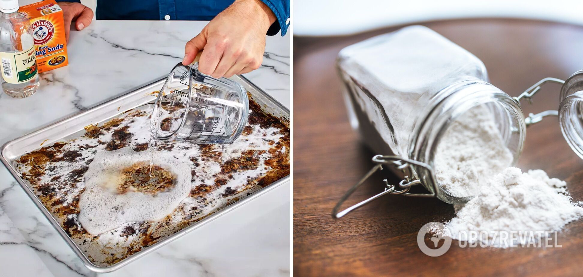 How to clean a baking pan quickly with vinegar and baking soda