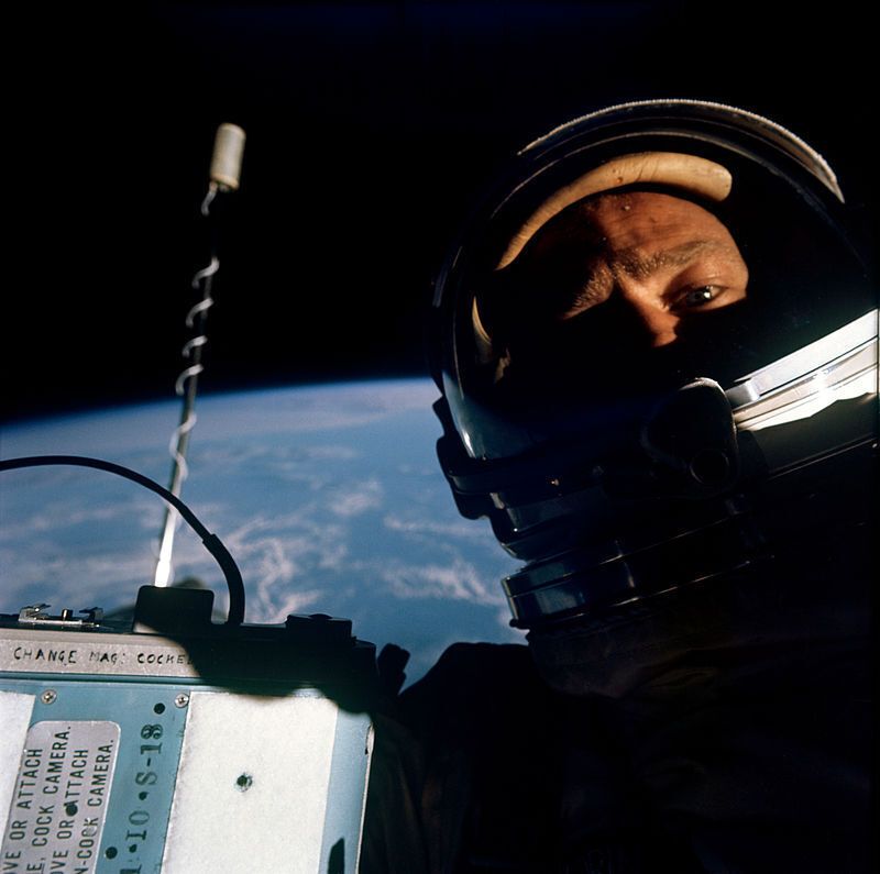 Buzz Aldrin in outer space selfies