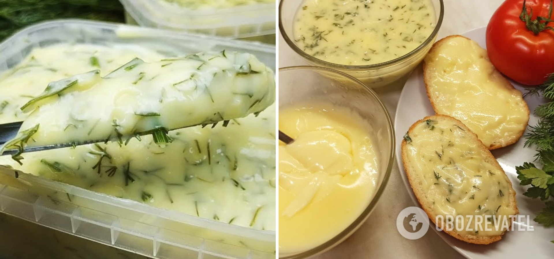 Processed cheese with herbs