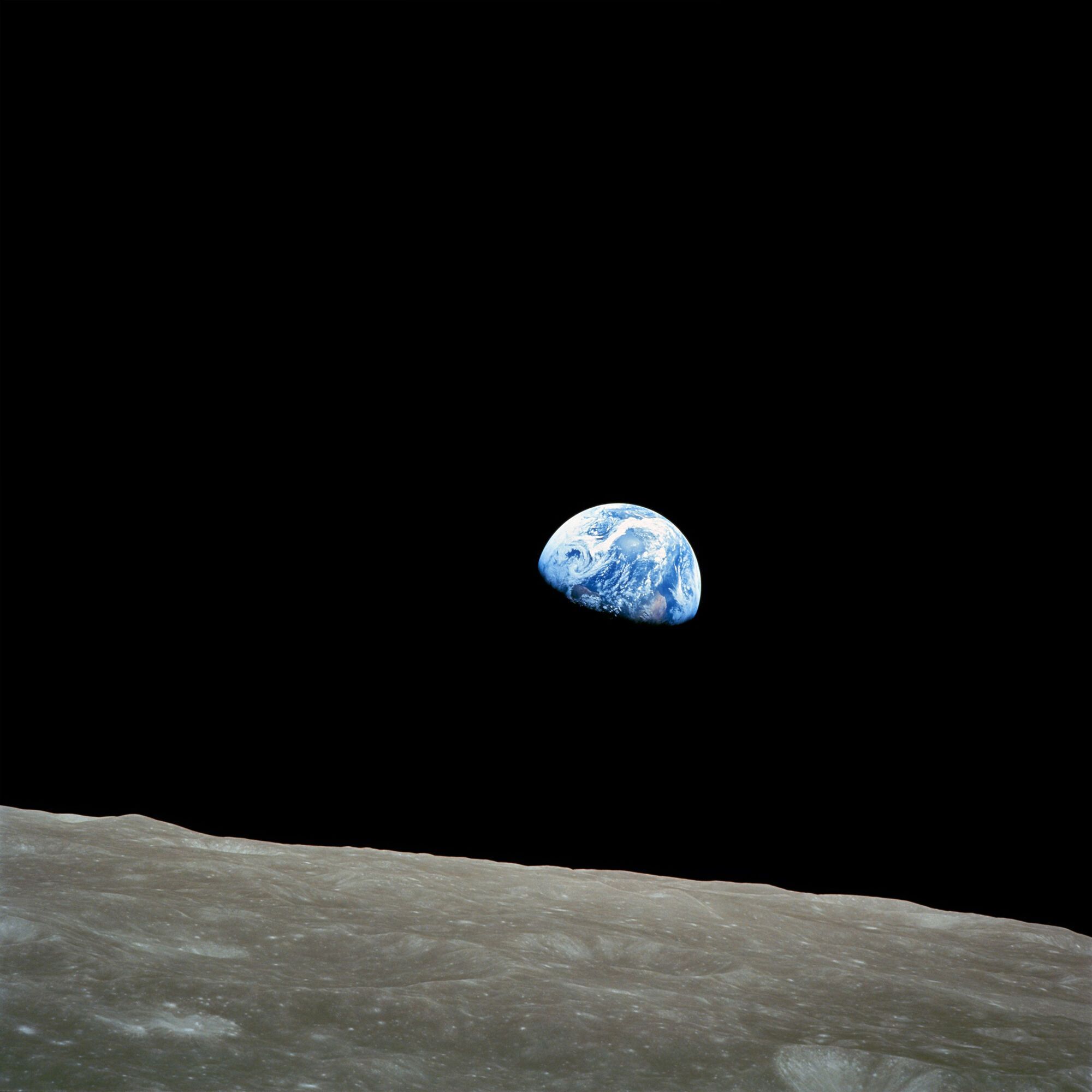 Earthrise over the Moon on December 24, 1968