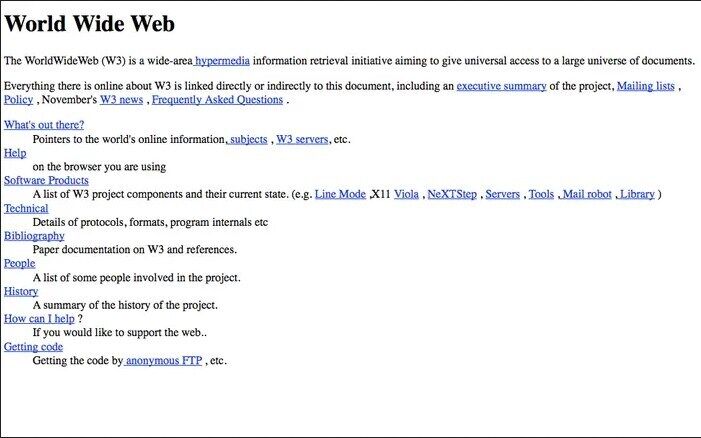 The first-ever website created by Tim Berners-Lee