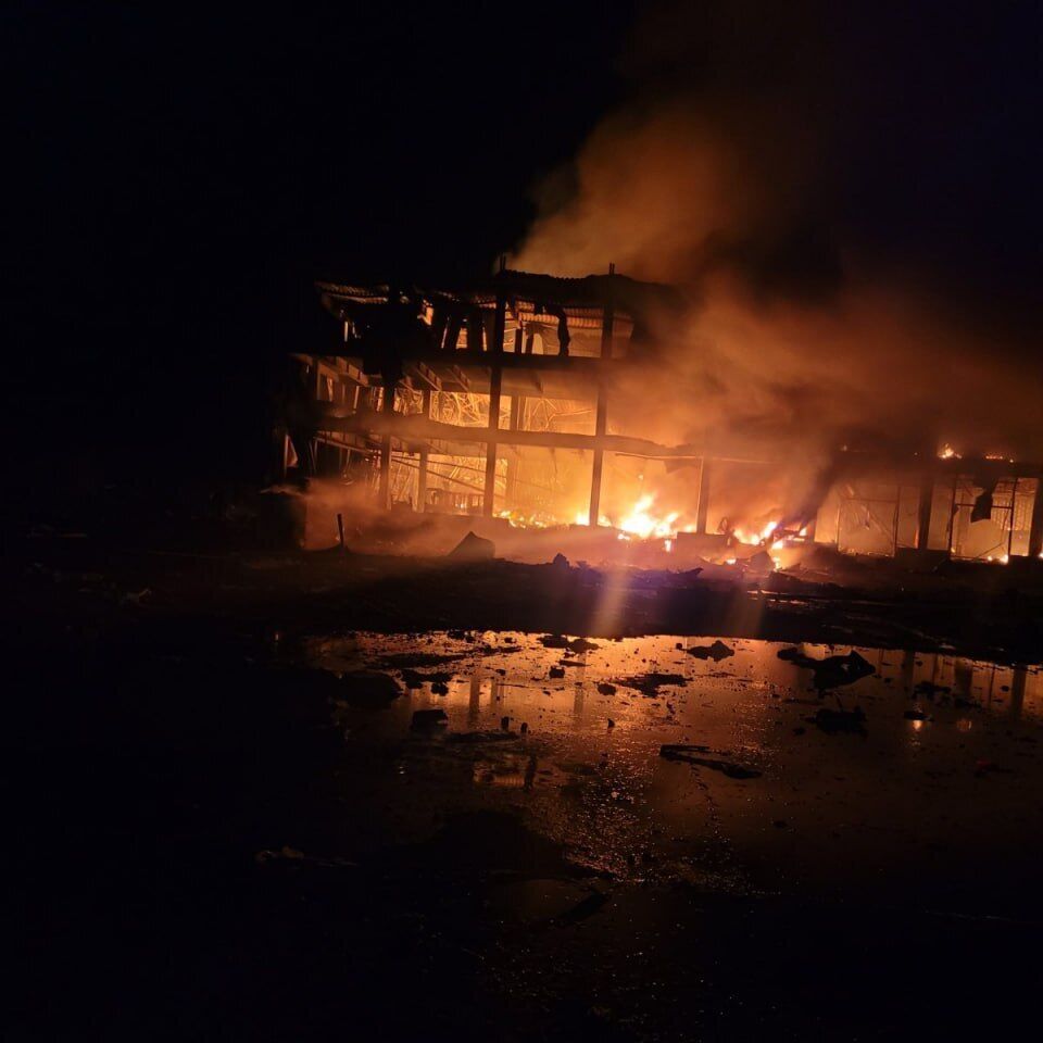 Fire at the facility upon arrival