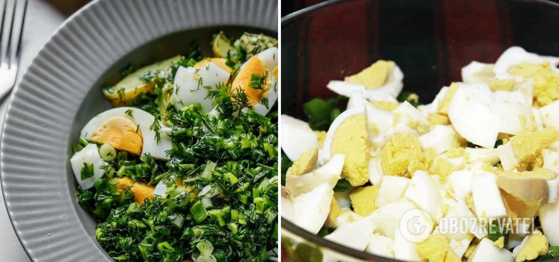 Egg and green onion salad with no mayonnaise