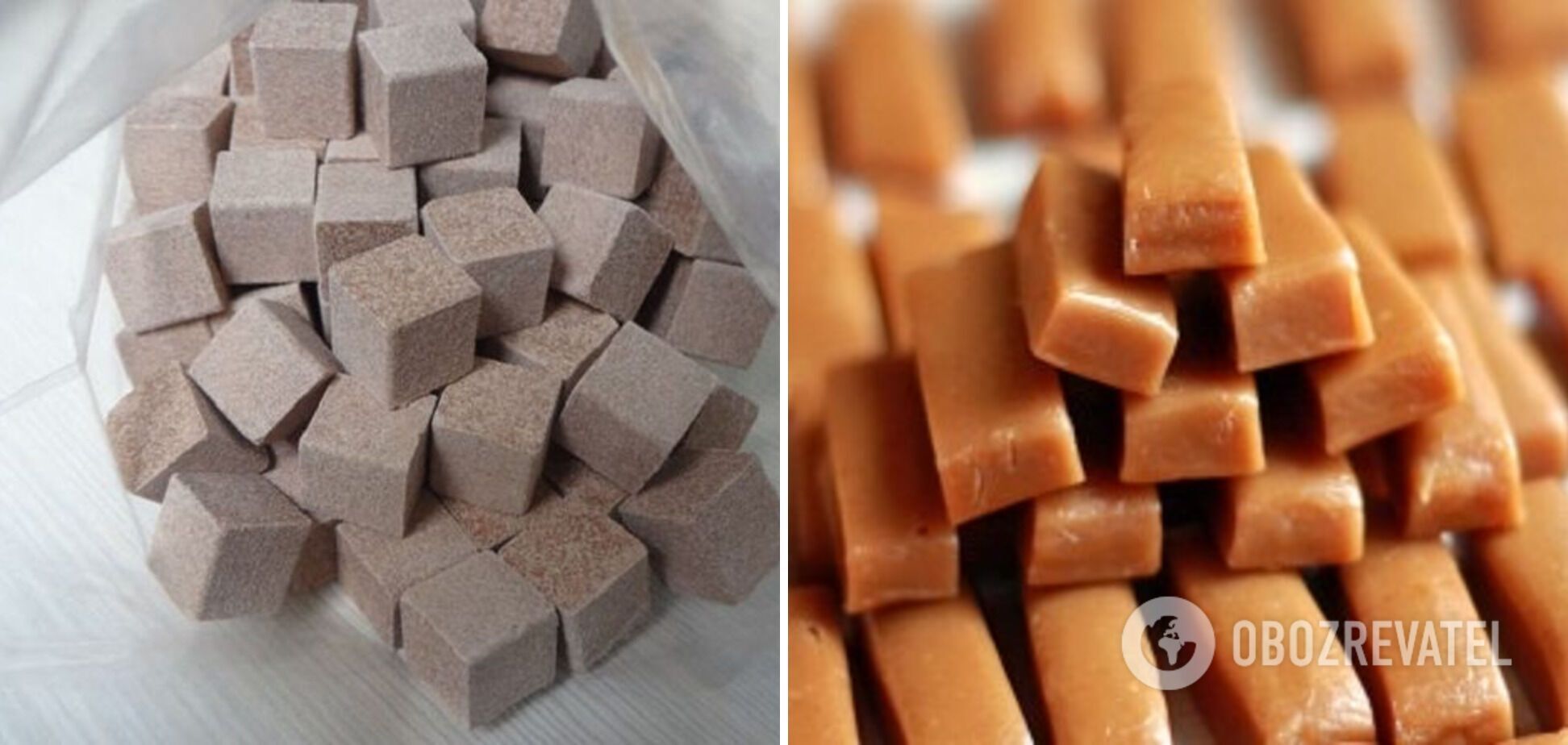 Pressed cocoa cubes