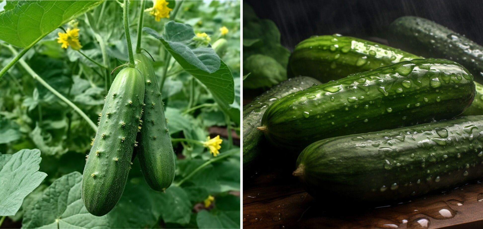 Healthy home-grown cucumbers