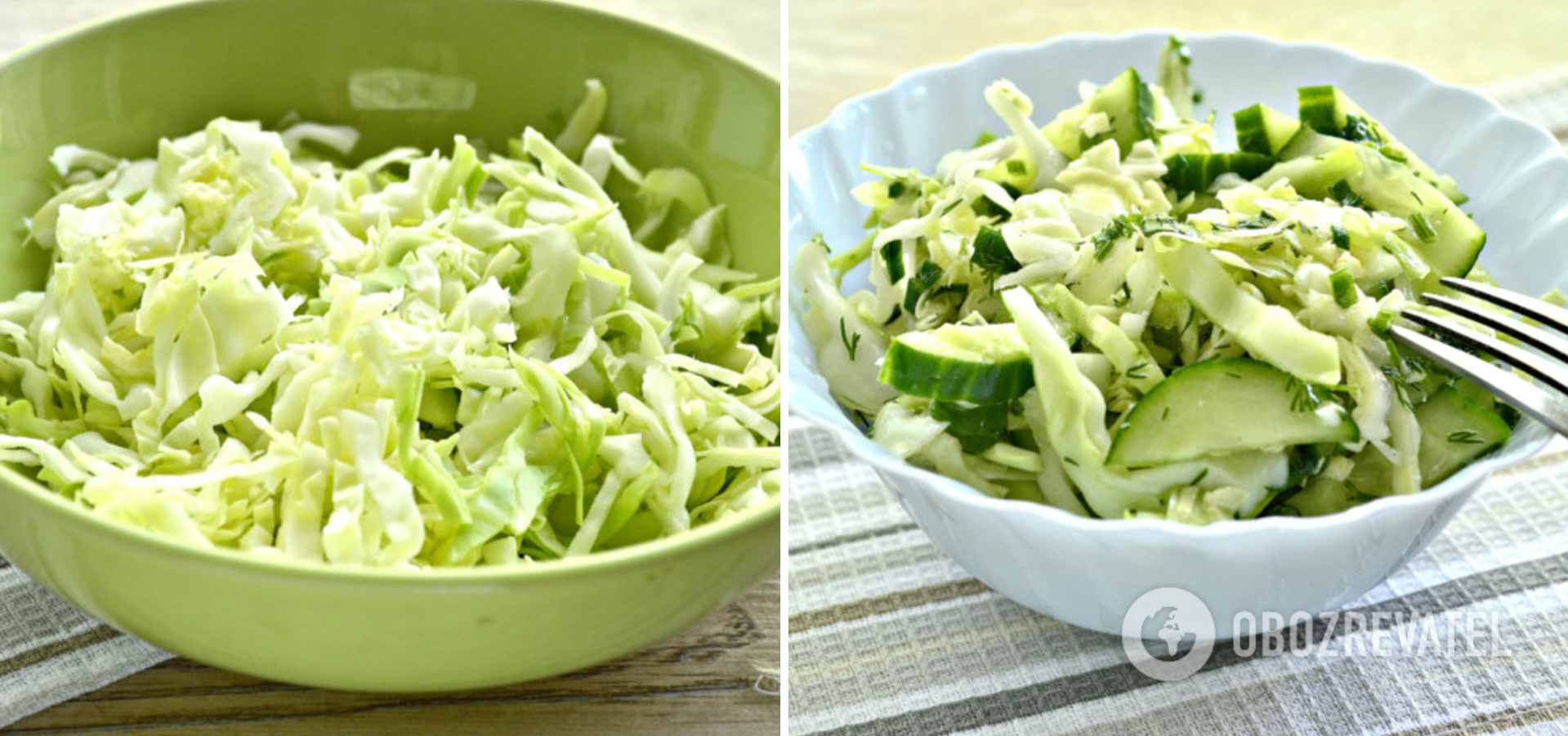 Salad of cabbage, cucumbers and eggs without mayonnaise