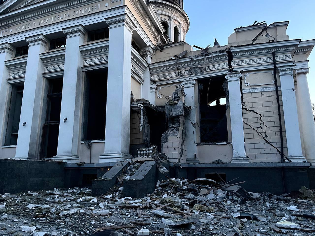 How the Savior-Transfiguration Cathedral in Odesa, which was destroyed by the ''Soviets'' and attacked by Russia, looks like now. Photo