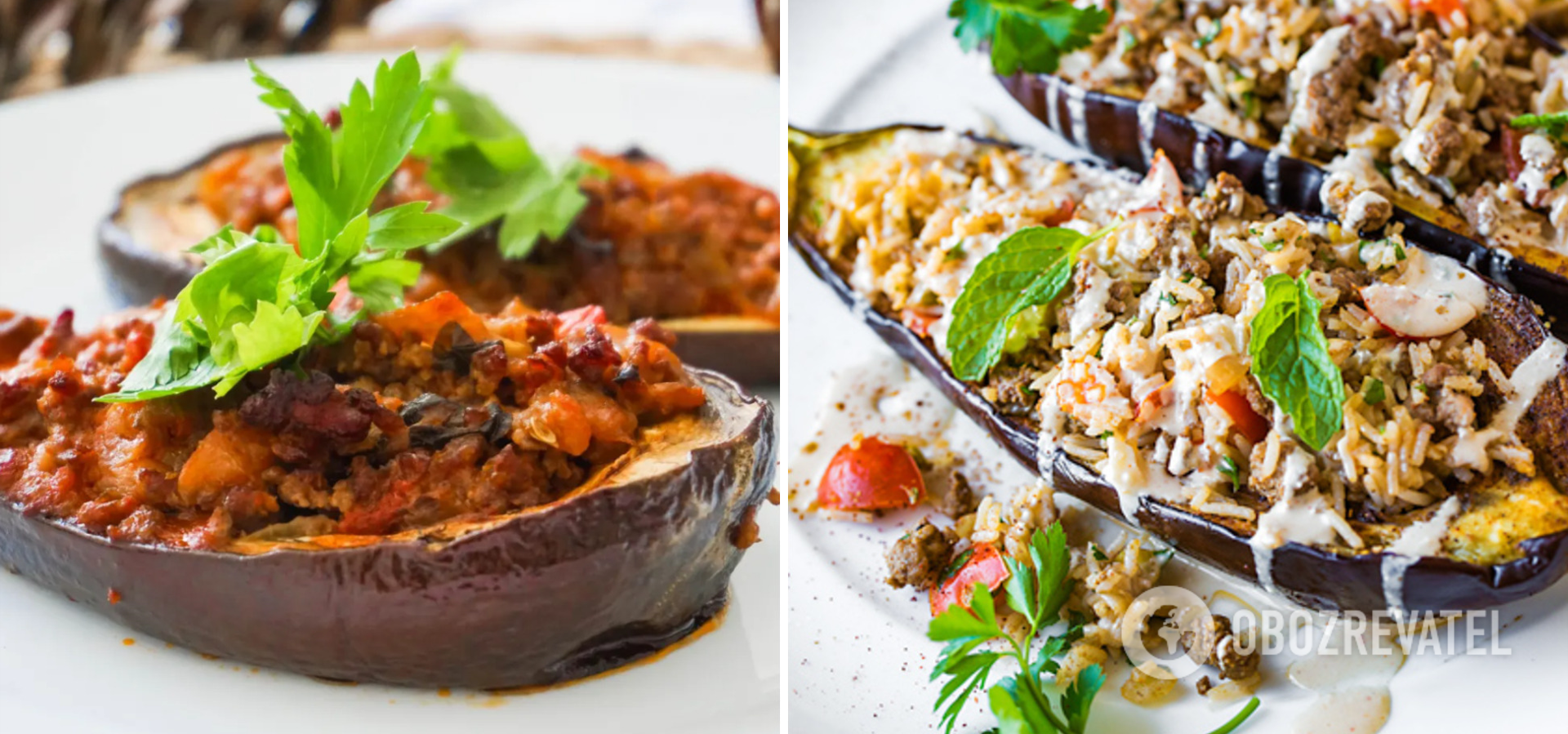 Stuffed eggplant with filo and tomatoes