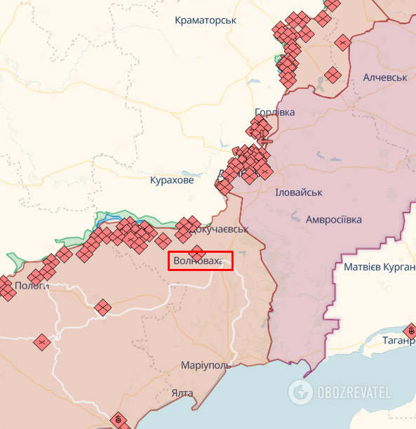 City of Volnovakha in Donetsk on the map