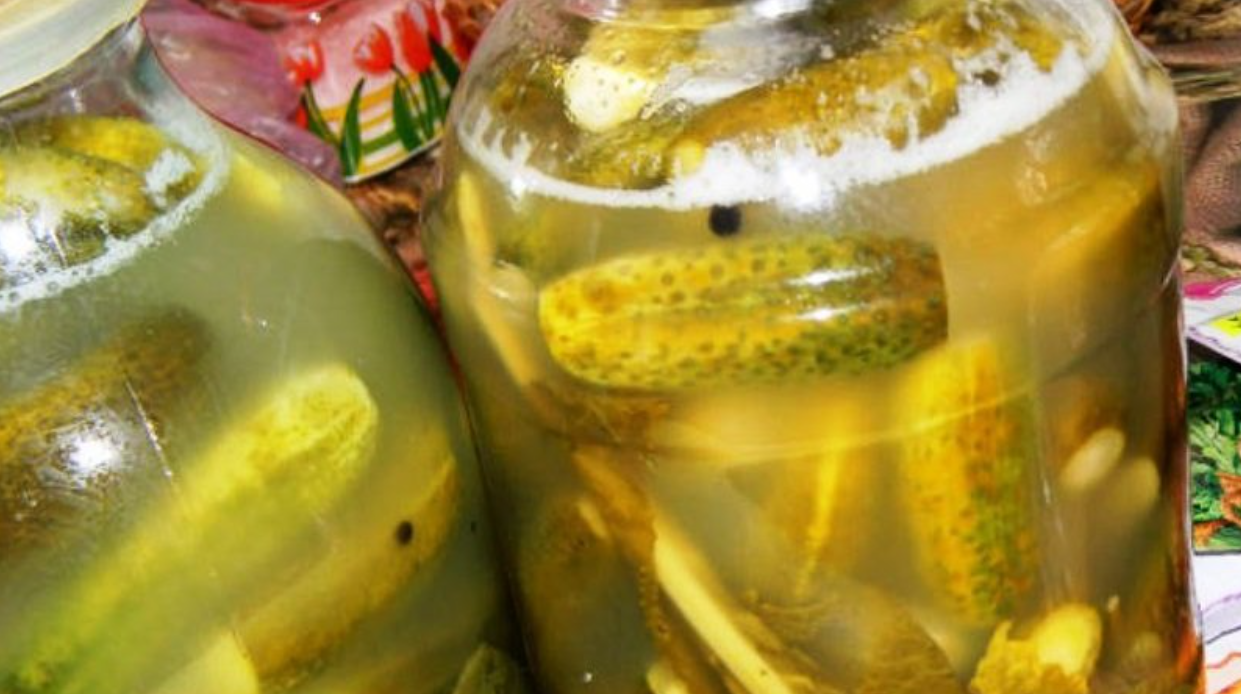 Jars with cucumbers