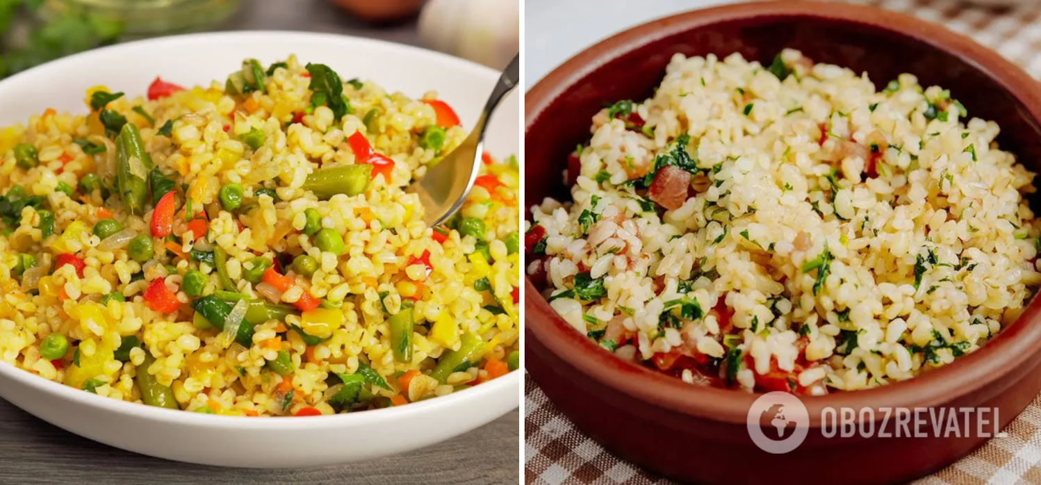 Roasted bulgur with vegetables without boiling