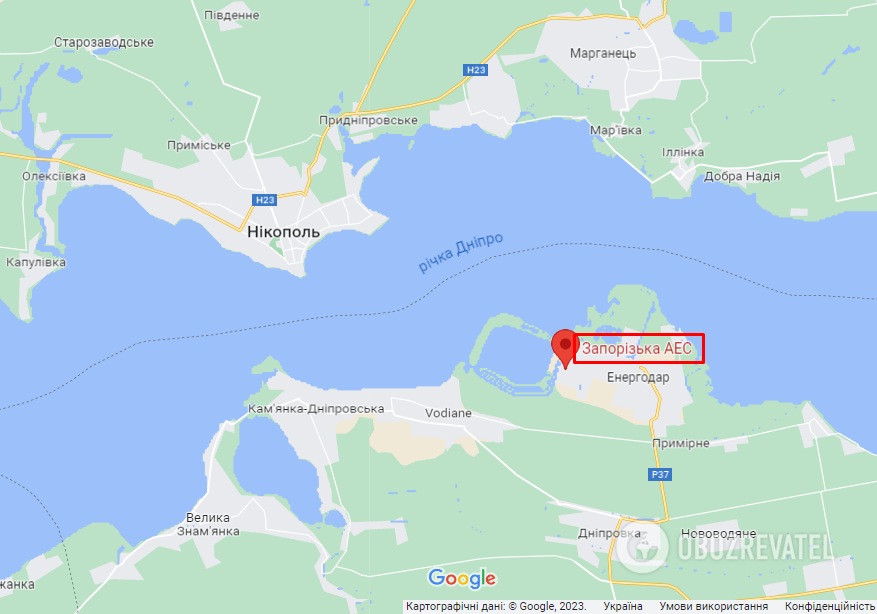 Elektrownia jądrowa Zaporoże na mapie