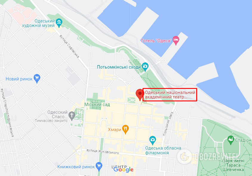 Odesa Opera House on the map