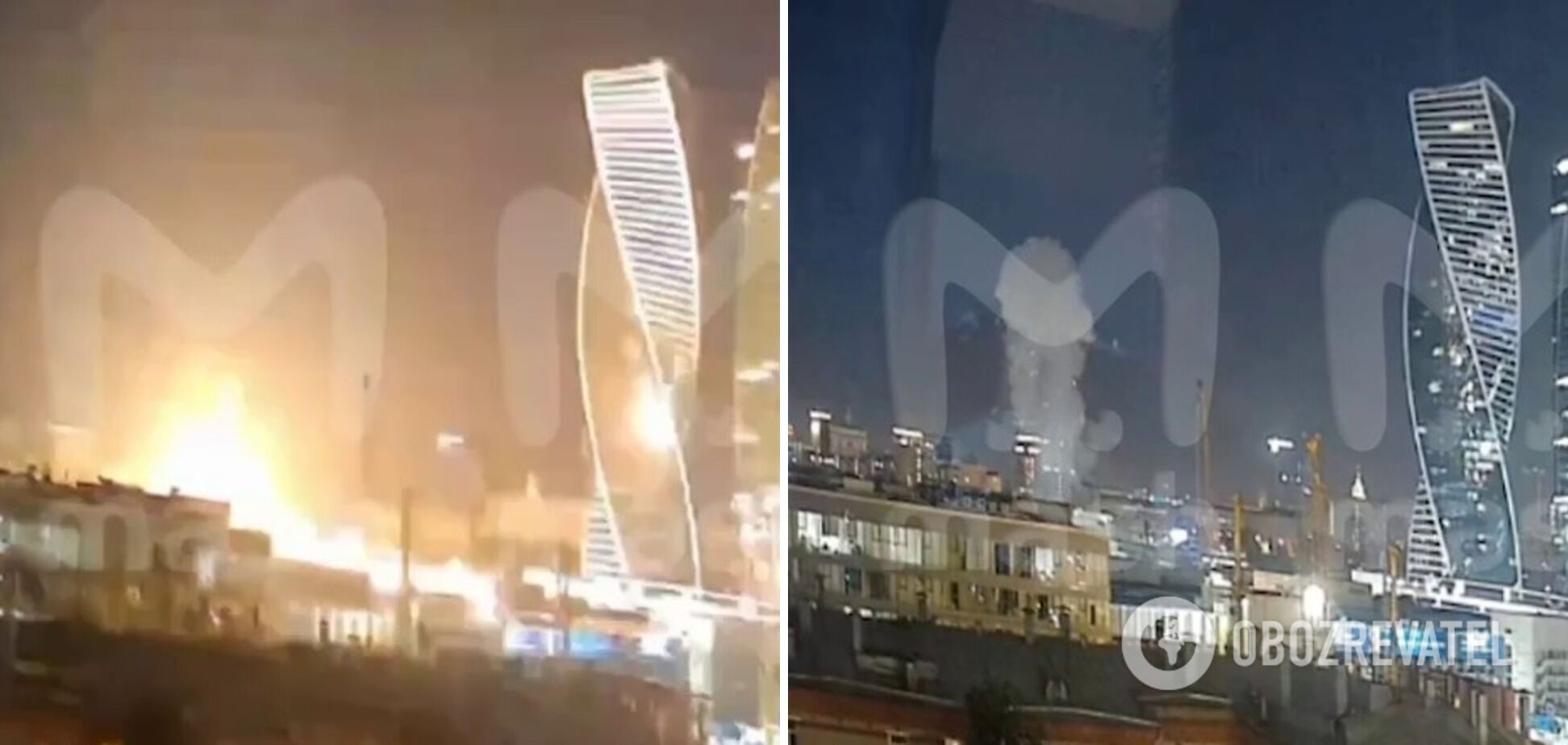 The moment of drone explosion near Moscow City caught on camera: special services were called to the scene