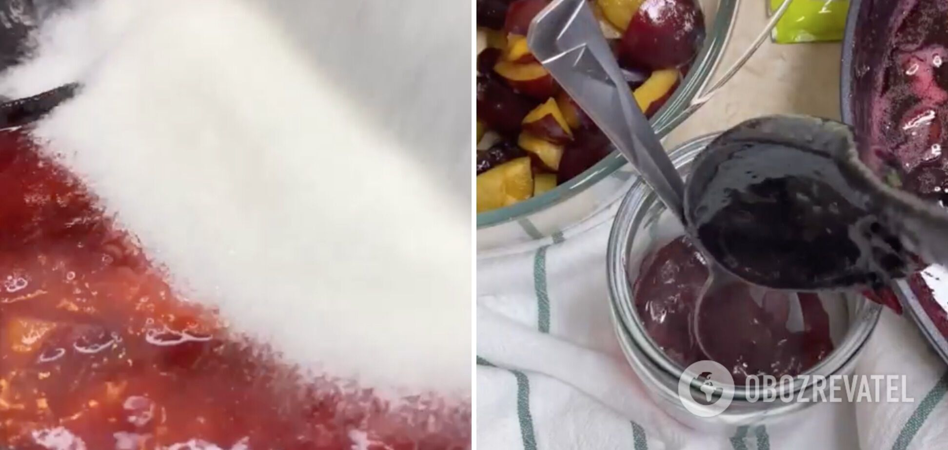 Delicious and thick plum jam in a pan in 15 minutes