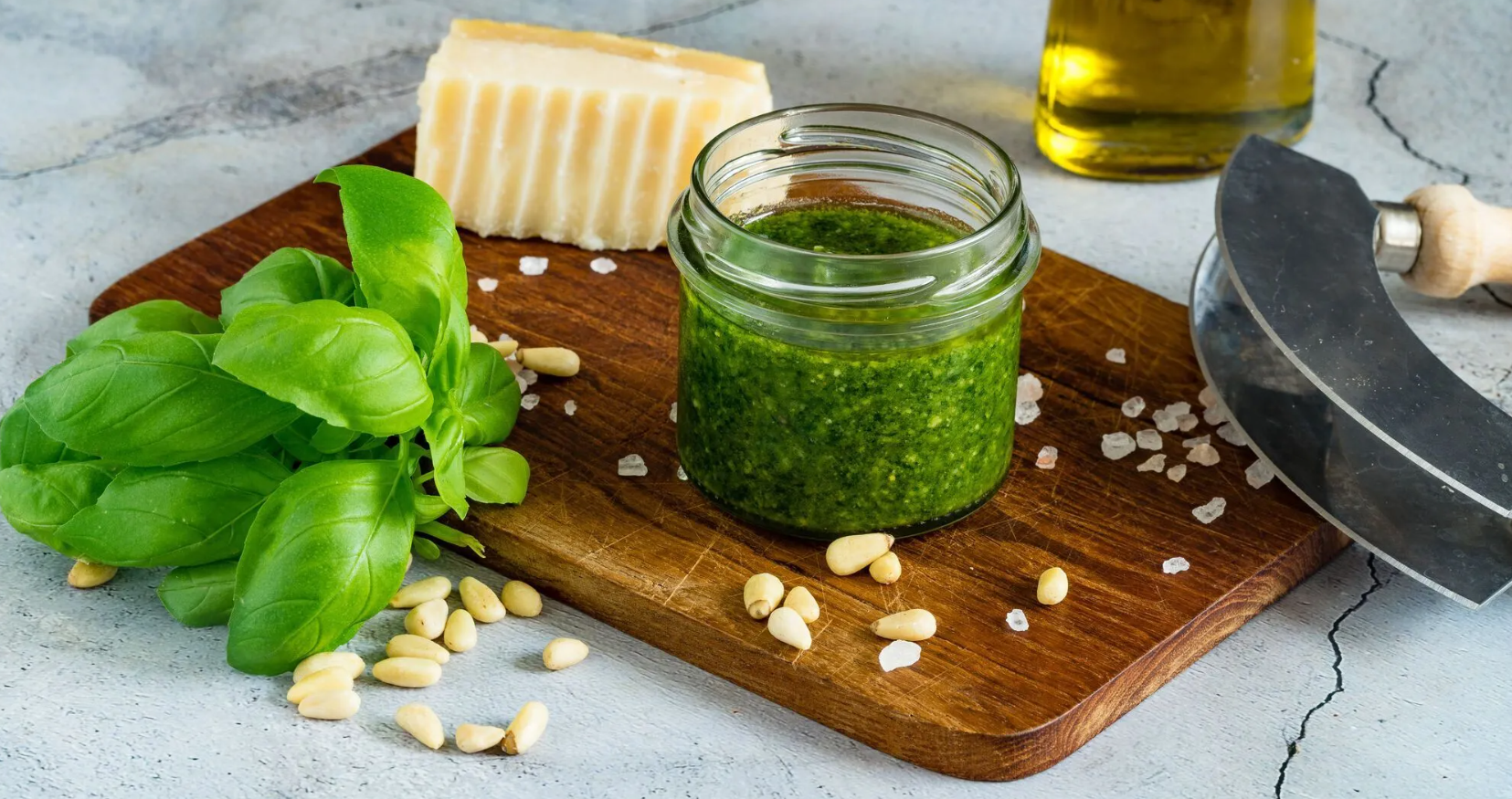 Pesto with cheese and nuts