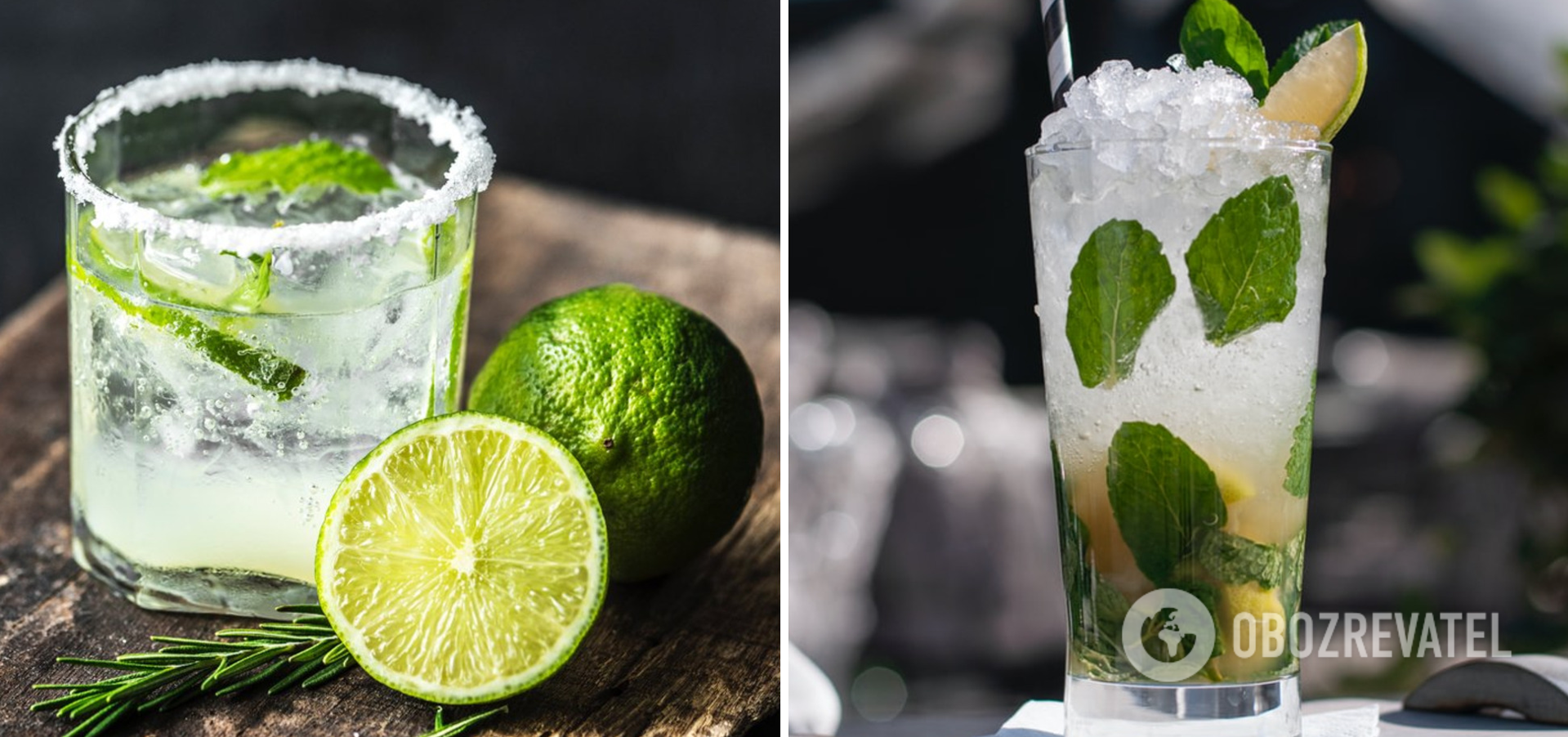 Mojito with lemon, lime and mint
