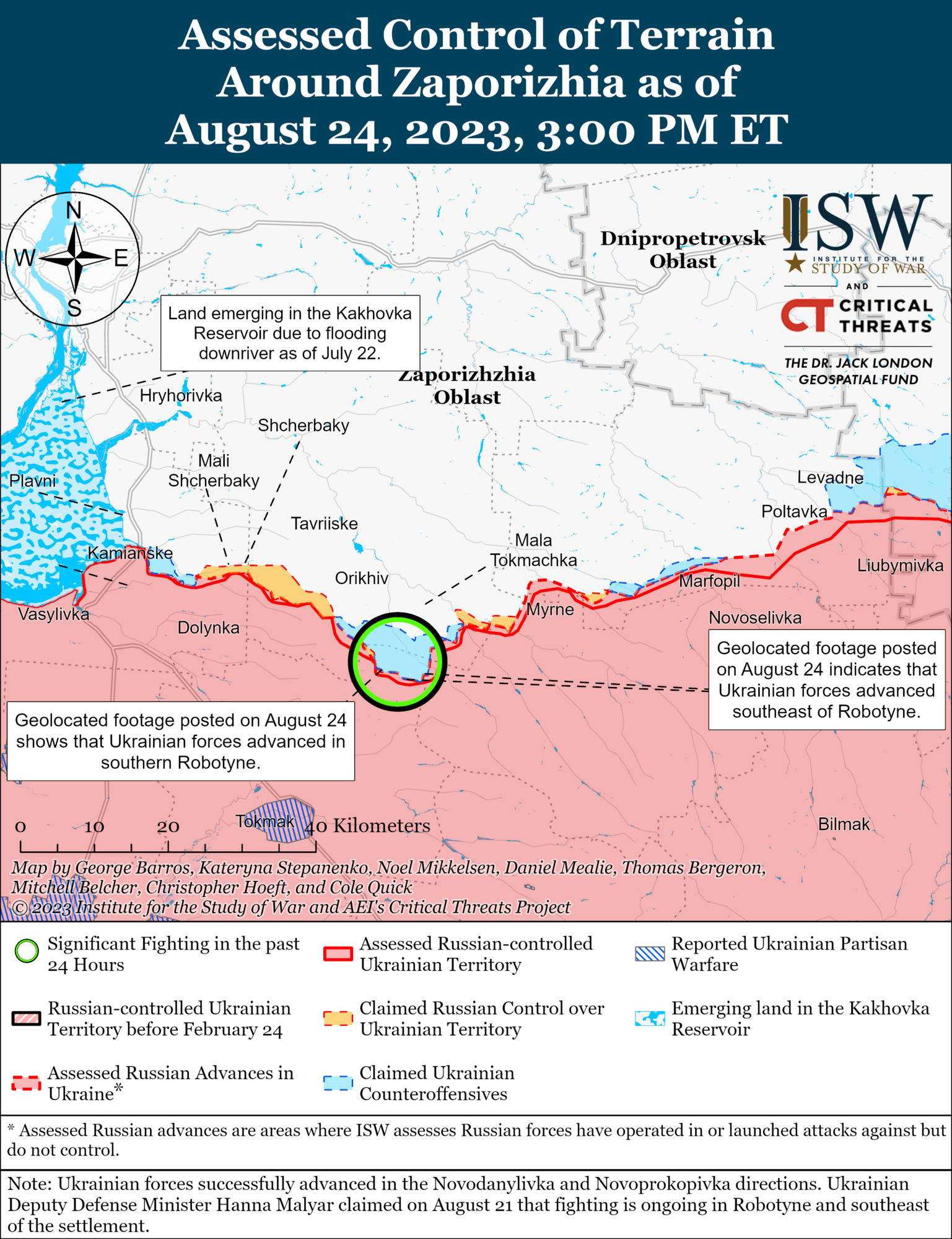 Map of hostilities in the Zaporizhzhia Region