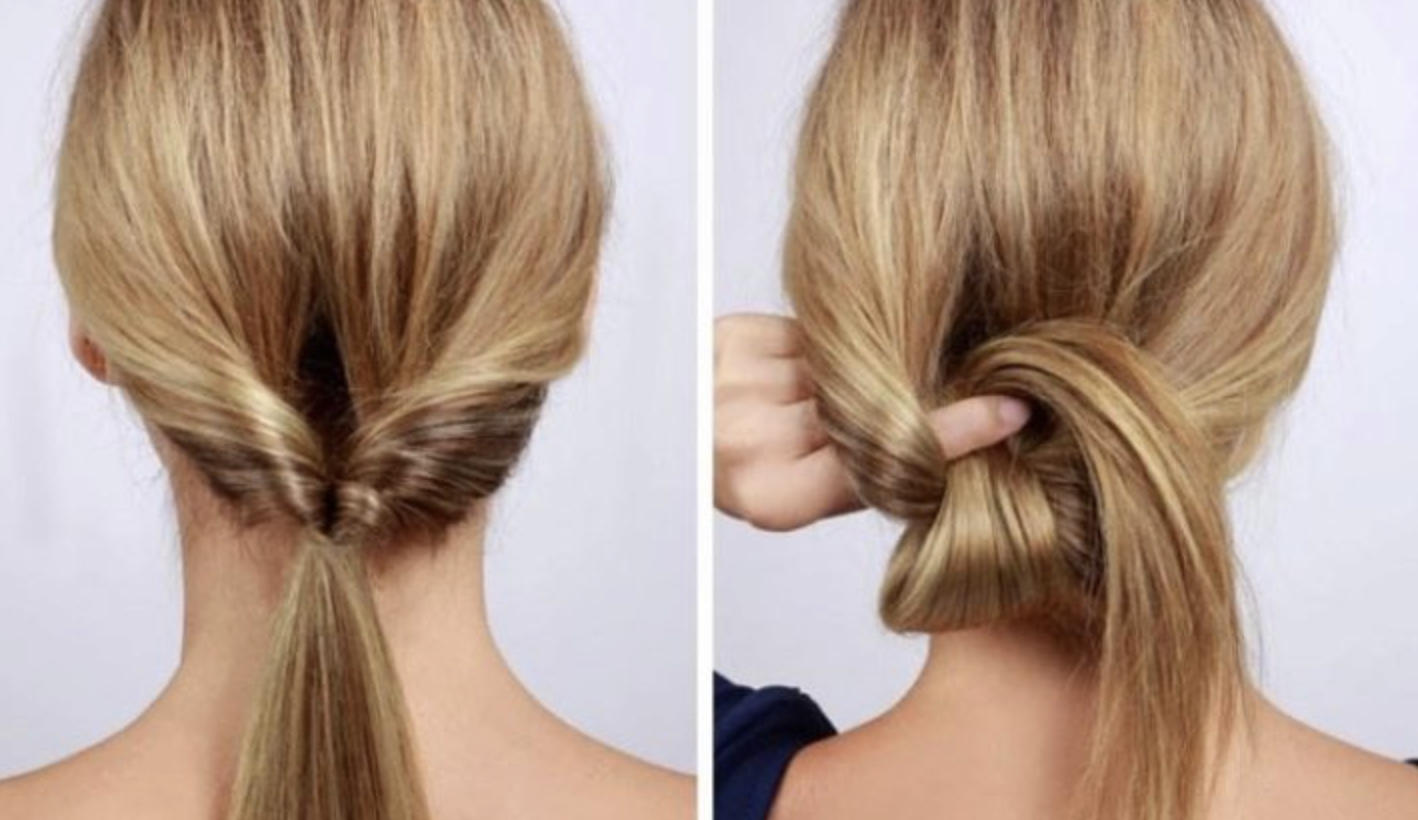 An inside out ponytail is suitable for girls with medium hair.