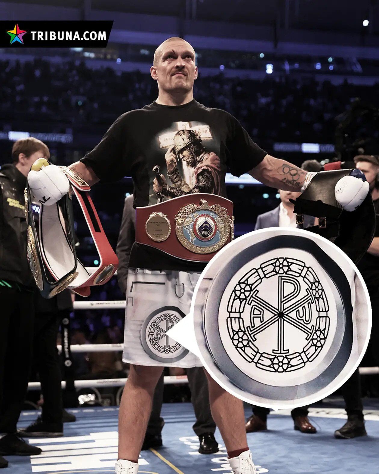 The emblem of Russian radicals fighting against Ukraine in Donbass was seen on Usyk's uniform. Photo fact