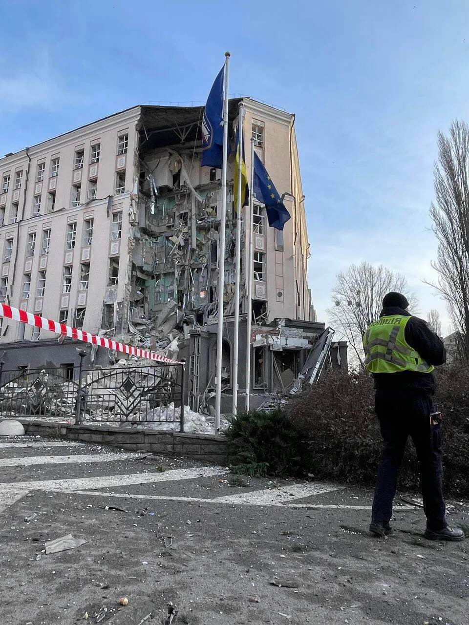 A hotel that was hit by a Russian missile last year has been rebuilt in Kyiv. Photo