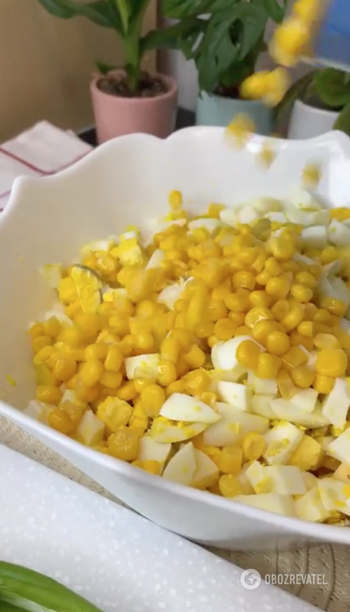 Corn for salad preparation
