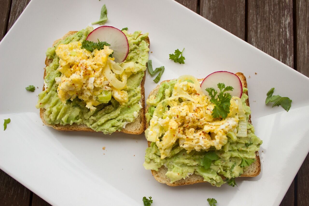 Avocado and egg toast for breakfast