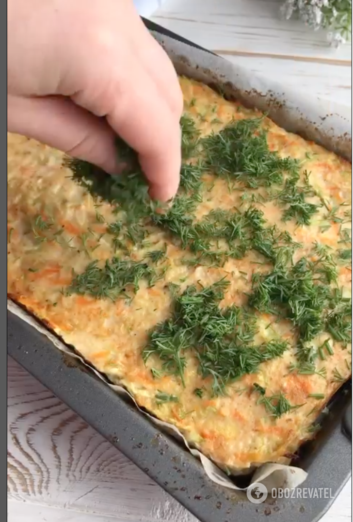 Ready-made casserole with greens