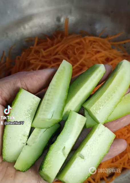 Korean-style salad with cucumbers and carrots for the winter