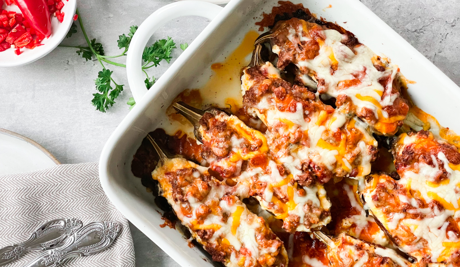 Baked eggplants in the oven