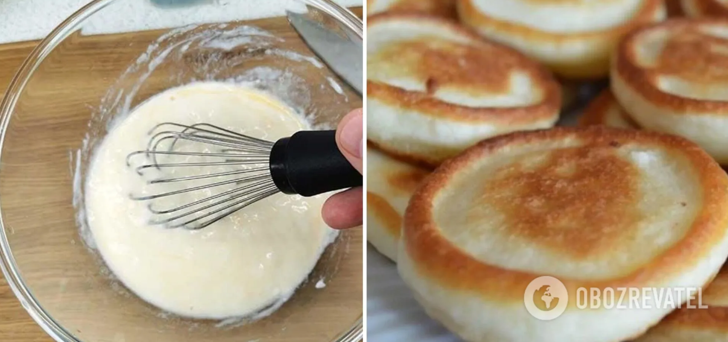 Dough for pancakes without sugar, flour and kefir