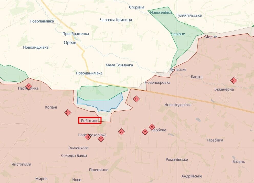 The occupiers led an offensive near Robotine, but were repulsed by the AFU: the General Staff named the hottest areas of the front. Map