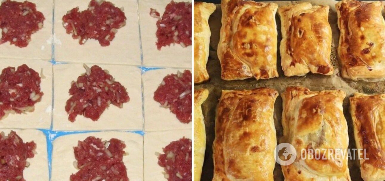 Puff pastry puffs with meat stuffing