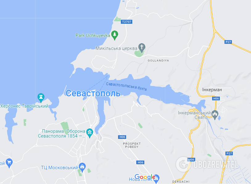 Sevastopol Bay on the map.