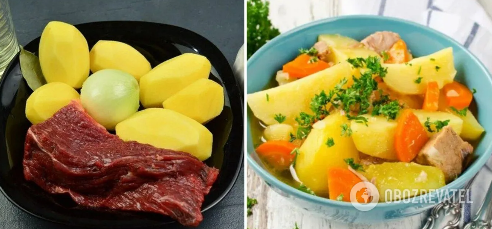 Stewed potatoes with meat