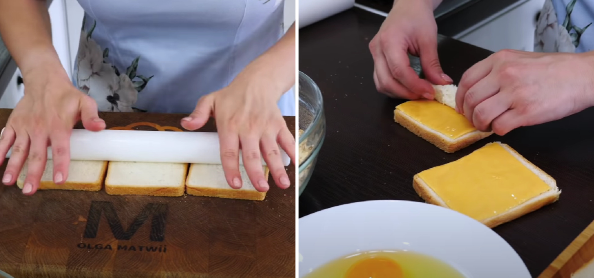 Cheese tubes made of toasted bread
