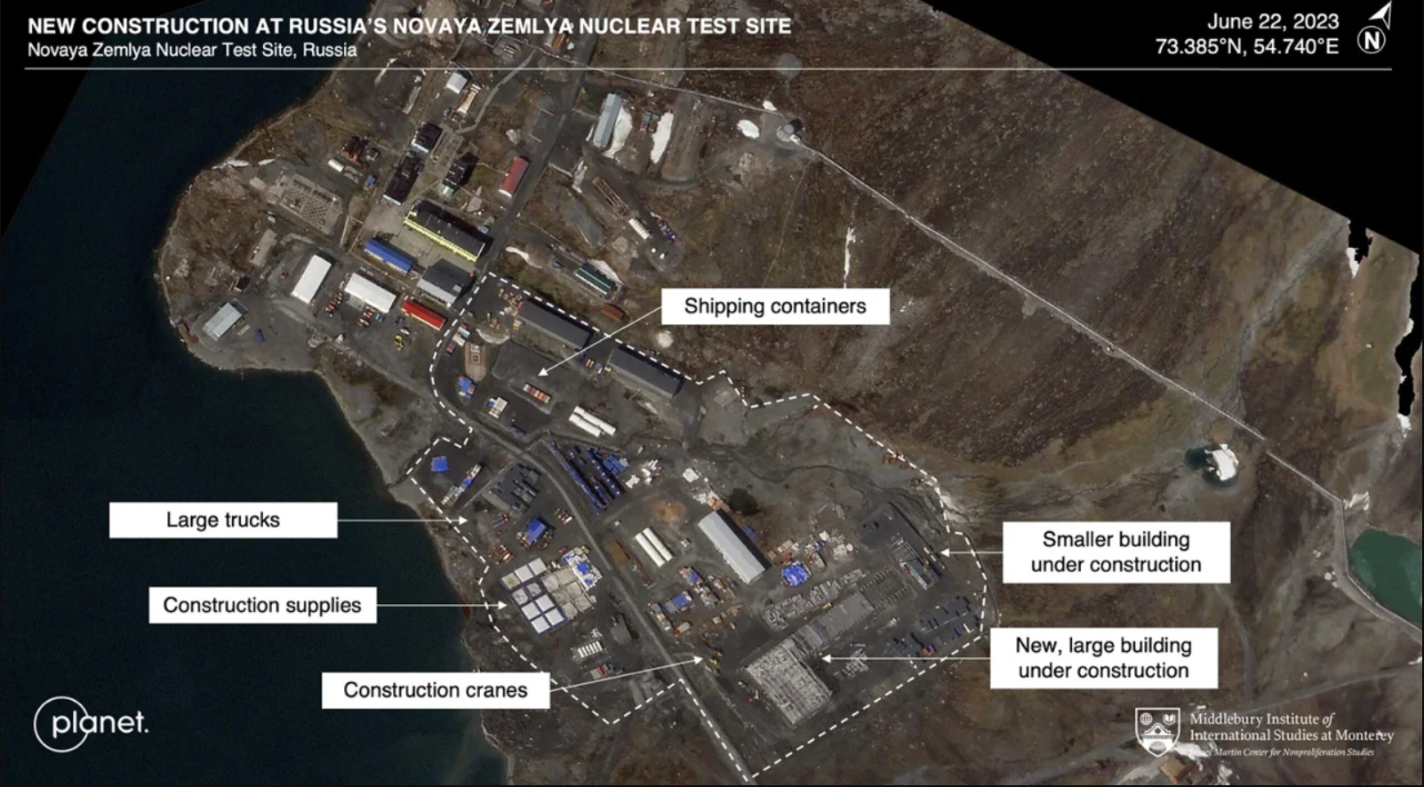 New facilities and tunnels: Russia, the US, and China are actively building nuclear test sites. Satellite photos