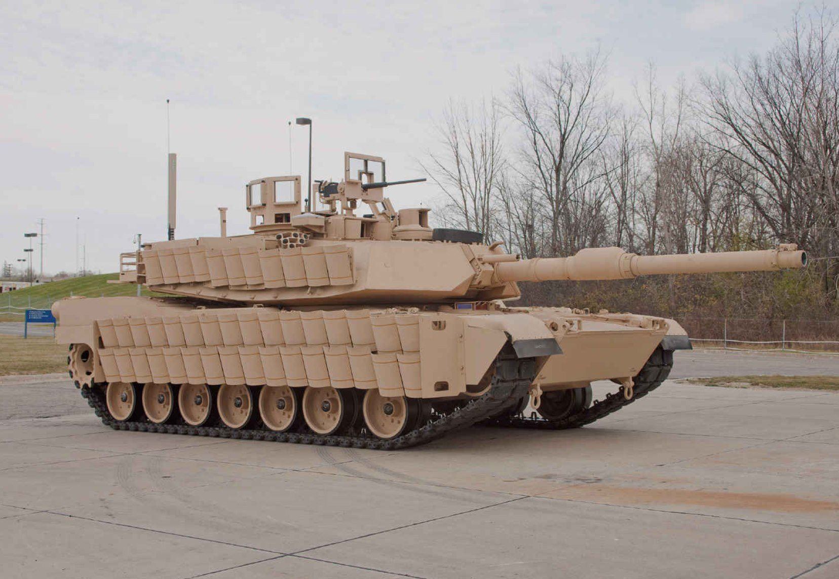 Tank M1 Abrams with armor protection Tank Urban Survival Kit (TUSK)