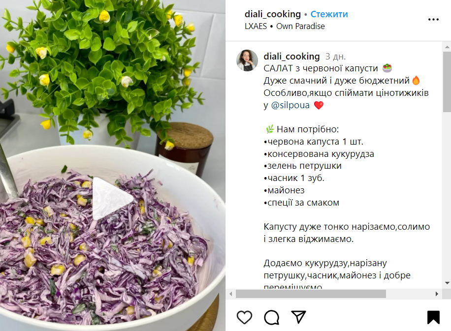 Purple cabbage salad with mayonnaise