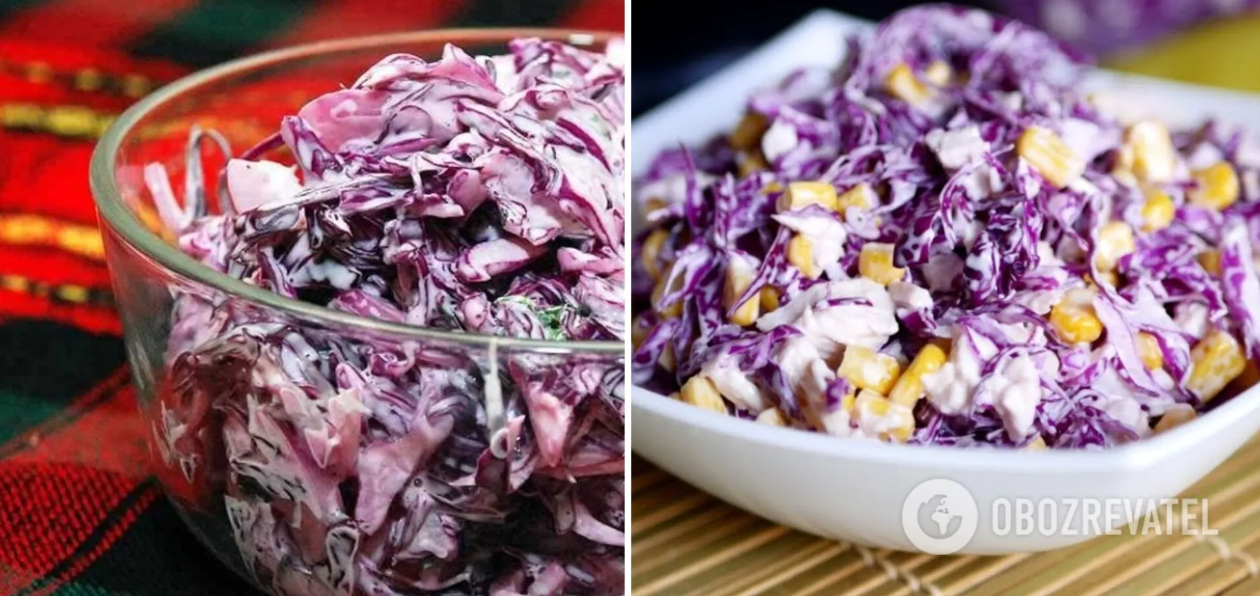 Salad with purple cabbage and corn