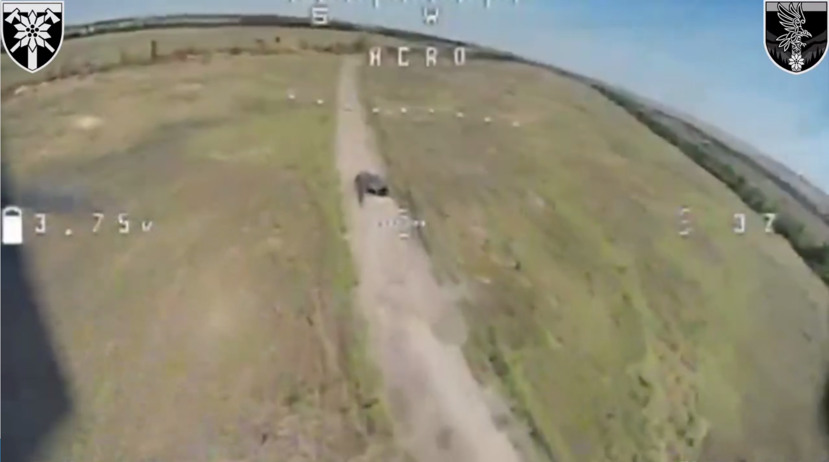 Right on target: Ukrainian soldiers hit a Russian BMP-3 with a kamikaze drone, which was moving at full speed on the road. Video