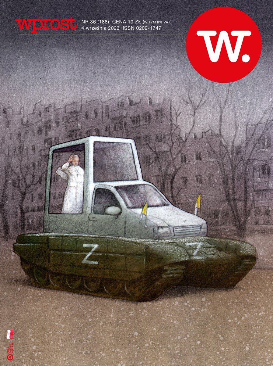 Pope on a tank with the letter Z: Polish weekly mocked Russian Federation's playing along on new cover. Photo